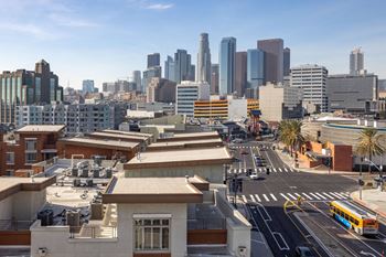 Community features prominent scenic views of the downtown los angeles skyline and the san gabriel valley mountain range